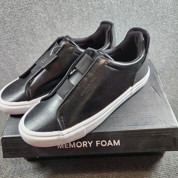 London Fog Shoes Mens 8.5 Francis Low Slip On Sneakers Casual Memory Foam Black - Picture 1 of 8
